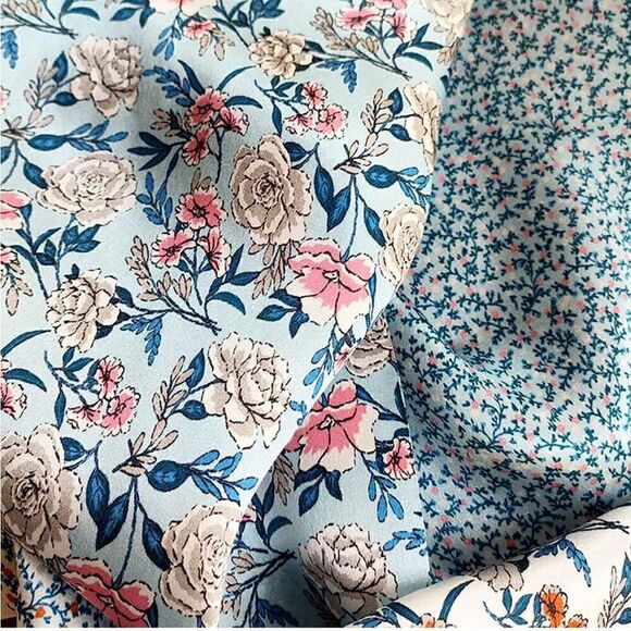 Blue floral Silk Scarf main image 3